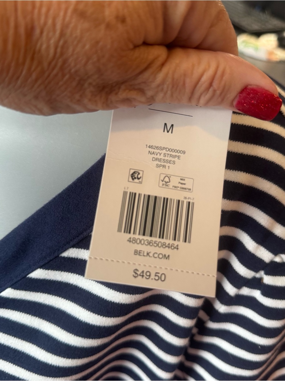 NWT Kim Rogers Navy/ White Striped Casual Summer Dress   MEDIUM    #CL - Picture 7 of 8
